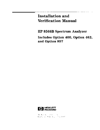HP 8566B Installation & Verification