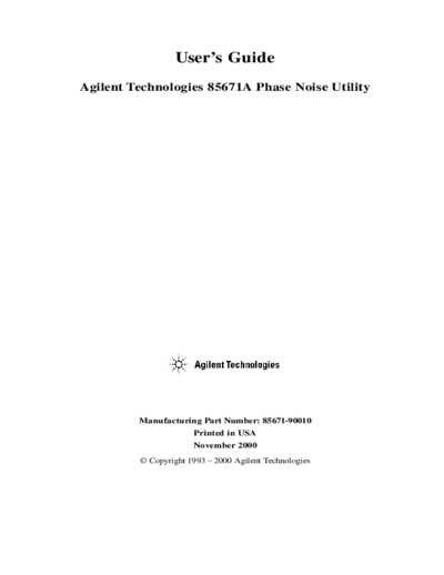 HP 85671A User