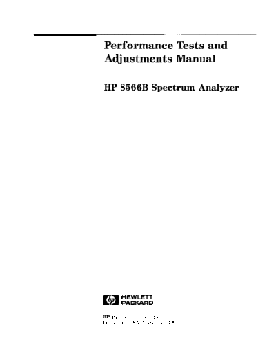 HP 8566B Performance Tests & Adjustments