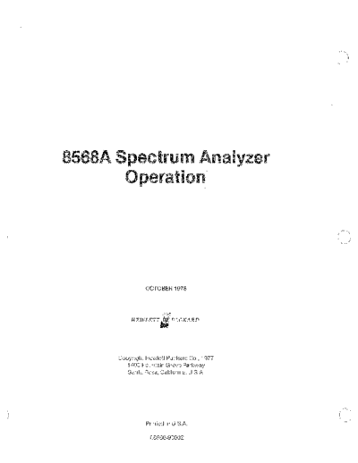 HP 8568A Operation