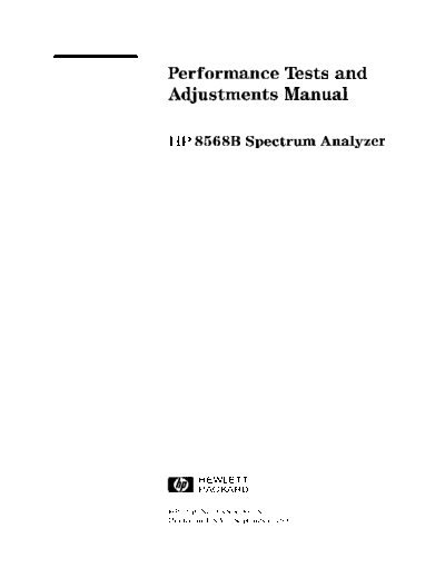 HP 8568B Performance Tests & Adjustments