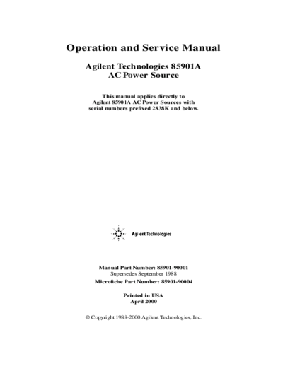 HP 85901A Operation & Service