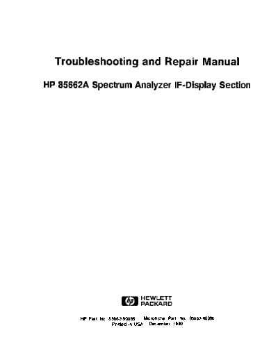 HP 85662A IF Section  Troubleshoot and Repair
