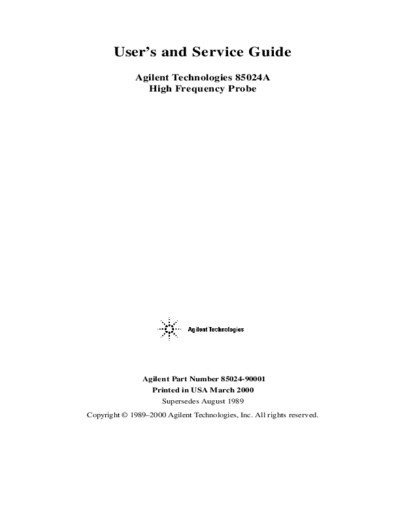 HP 85024A User & Service