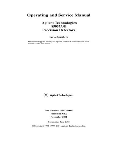 HP 85037A_252C B Operating & Service