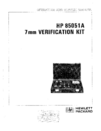 HP 85051A Operating & Service