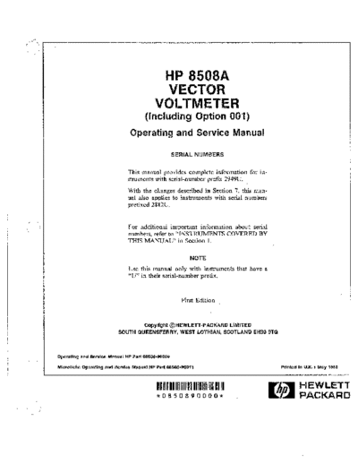 HP 8508A Operating & Service