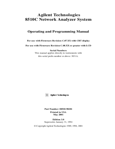 HP 8510C Operating & Programming