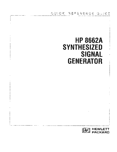 HP 8662A Quick Reference