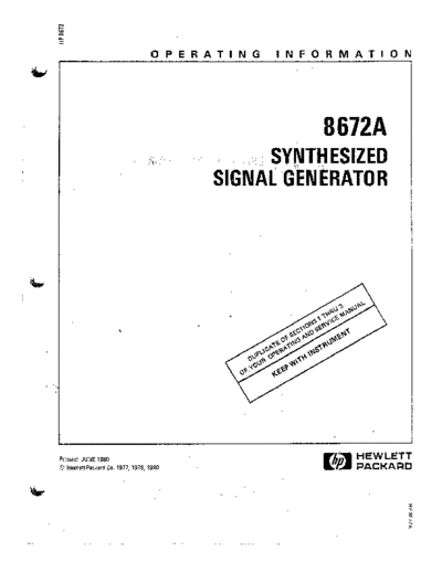 HP 8672A Operating Information
