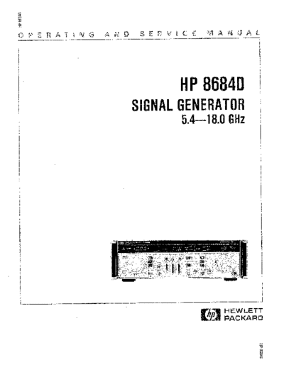 HP 8684D Operation Only