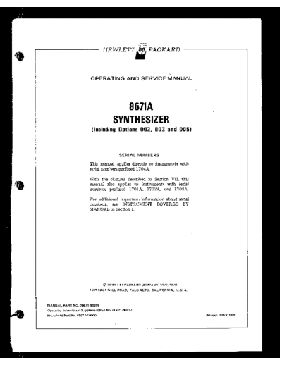 HP 8671A Operating & Service