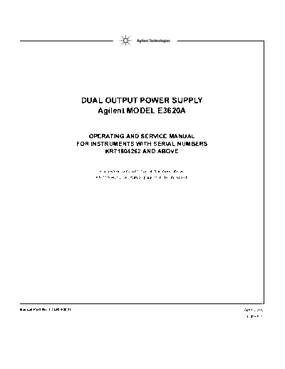 HP E3620A Operating & Service