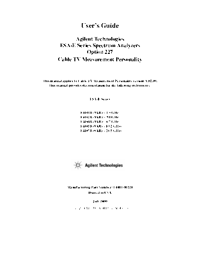 HP E4401B_252C 02B_252C 04B_252C 05B_252C 07B Opt. 227 User