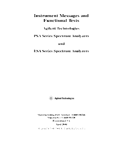HP E4401B_252C 02B_252C 03B_252C 04B_252C 05B_252C 07B_252C 08B_252C 11B Instrument Messages & Functional Test