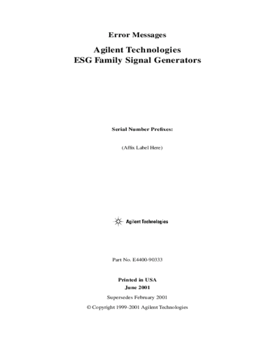 HP E4422B Error Messages