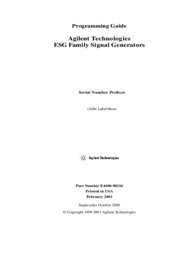 HP ESG Family Programming Guide