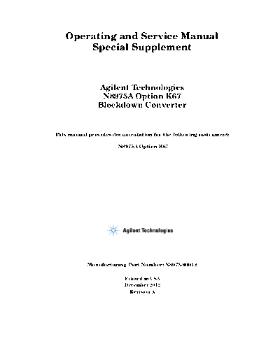 N8975A Option K67 Blockdown Converter Operating and Service Manual N8975-90012 [48]