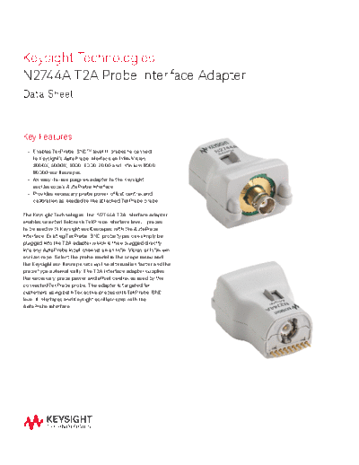N2744A T2A Probe Interface Adapter - Data Sheet 5990-6477EN c20140913 [2]