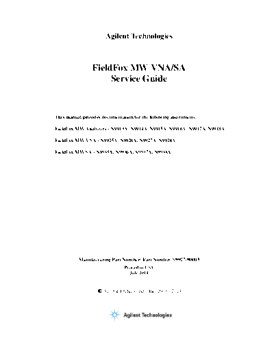 N9927-90003 FieldFox MW VNA SA Service Guide [156]