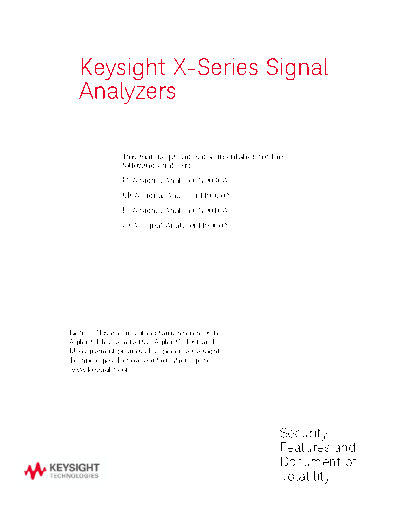 N9020-90124 X-Series Signal Analyzer Security Features and Certificate of Volatility [64]