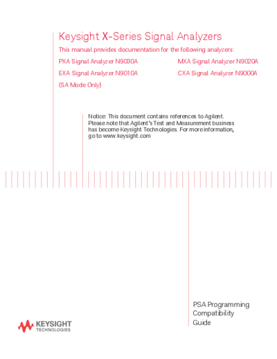 N9020-90192 X-Series Signal Analyzer PSA Programming Compatibility Guide [178]