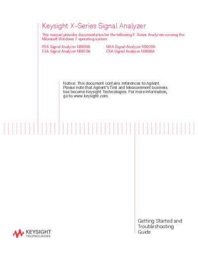 N9020-90246 X-Series Signal Analyzer Getting Started and Troubleshooting Guide - Windows 7 c20141106 [122]