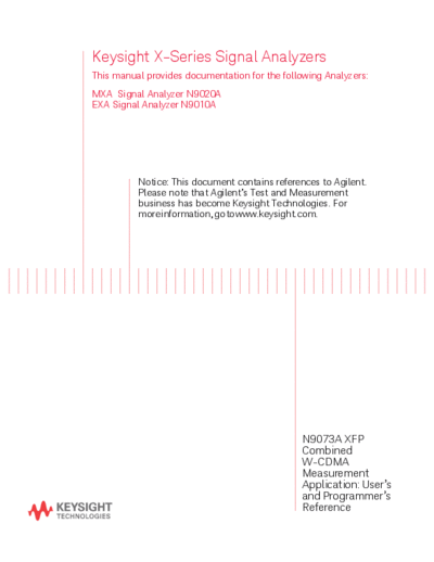 N9073-90015 N9073A-XFP Combined W-CDMA HSPA User_2527s and Programmer_2527s Reference [300]