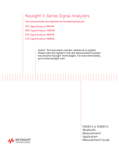N9081-90002 N9081A & W9081A Bluetooth Measurement Application Measurement Guide [81]