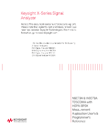 N9079-90007 N9079A & W9079A TD-SCDMA with HSDPA 8PSK User_2527s and Programmer_2527s Reference [2392]