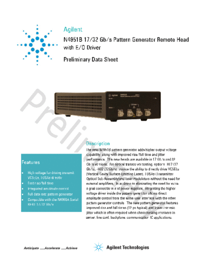 N4951B 17 32 Gb s Pattern Generator Remote Head with E O Driver - Data Sheet N4951B-H17-H32DataSheet [3]