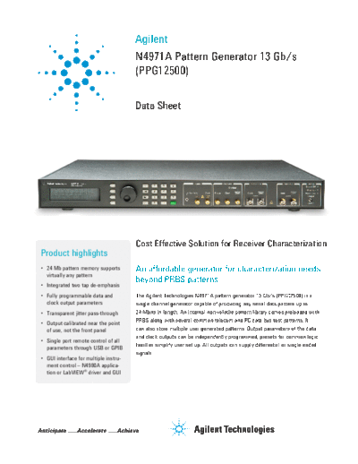 N4971A Pattern Generator 13 Gb s (PPG12500) - Data Sheet 5991-0708EN c20121218 [7]