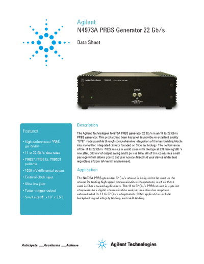 N4973A PRBS Generator 22 Gb s - Data Sheet 5991-0721EN c20130626 [4]