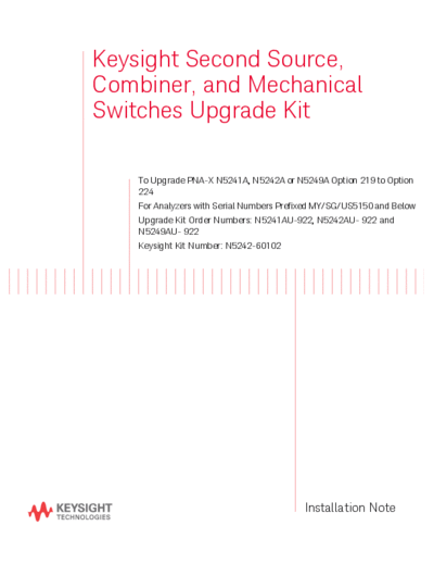 N5242-90003 Installation Note_252C 2nd Source_252C Combiner_252C & Mech Switches Upgr Kit To Upgr N5241A 42A Opt 219 to 224 [14]