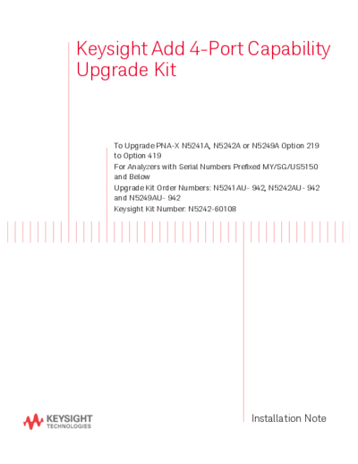 N5242-90016 Installation Note_ Add 4-Port Capability Upgr Kit to Upgr N5241A 42A Option 219 to Option 419 [14]