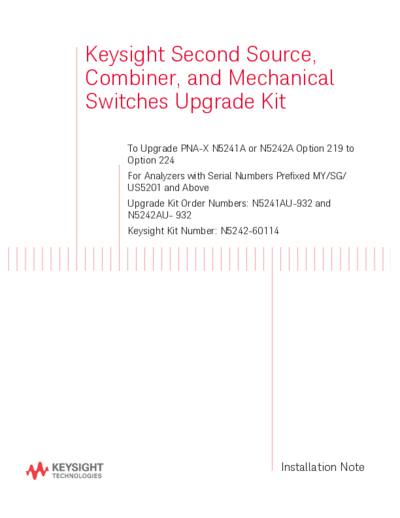 N5242-90114 Installation Note_252C Add 2nd Source_252C Combiner & Mech. Sw. to Upgrade N5241A or N5242A Opt 219 to 224 [39]