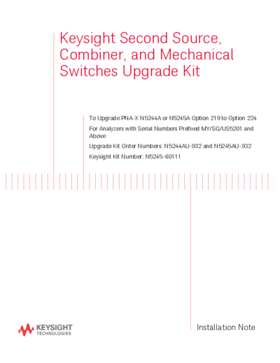 N5245-90111 Installation Note_252C Add 2nd Source_252C Combiner & Mech. Sw. to Upgrade N5244A or N5245A Opt 219 to 224 [14]