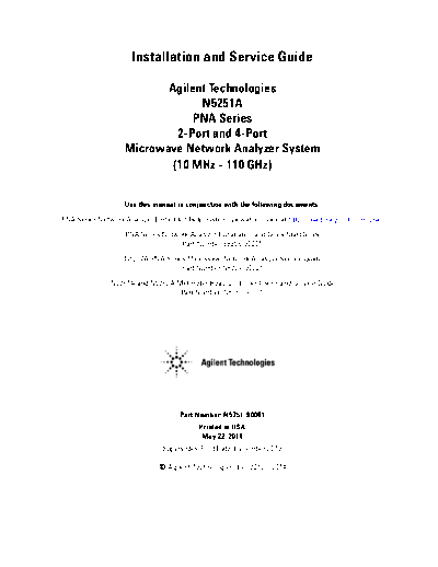 N5251-90001 Installation and Service Guide for N5251A PNA Series 2-Port and 4-Port Microwave Network Analyzer [89]