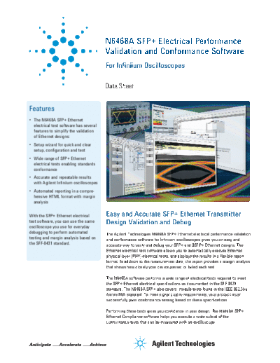 N6468A SFP+ Electrical Performance Validation and Conformance Software - Data Sheet 5991-3587EN c20131127 [12]