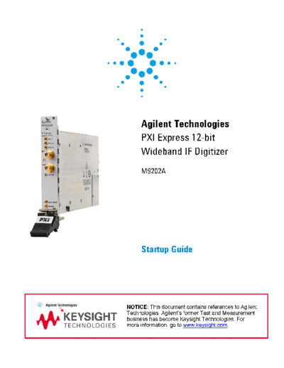 M9202-90001 Startup Guide M9202A PXIe High-Speed IF Digitizer c20140814 [2]