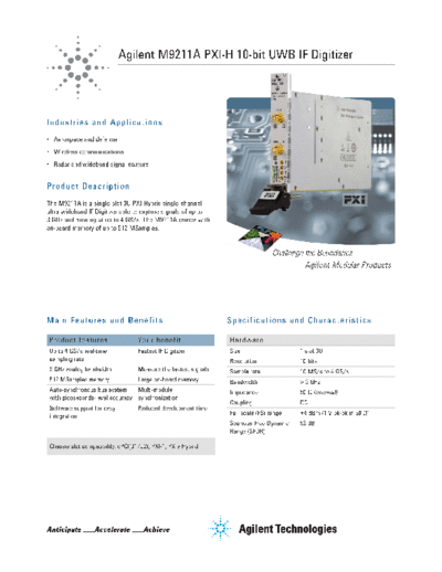 M9211A PXI-H 10-bit UWB IF Digitizer Flyer 5990-6303EN c20131204 [2]