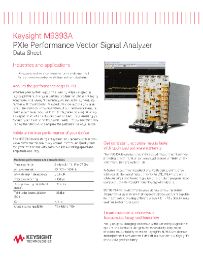 M9393A PXIe Performance Vector Signal Analyzer - Flyer 5991-4035EN c20140717 [2]