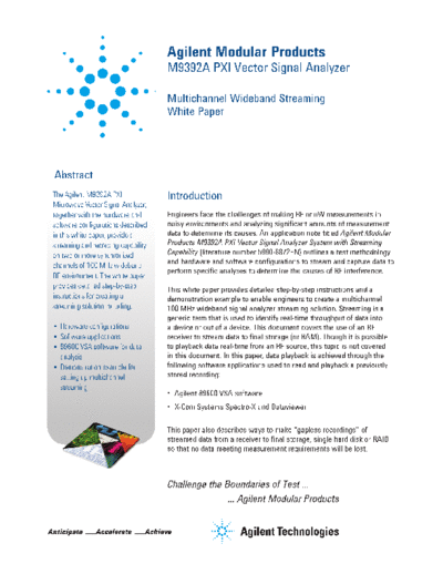 M9392A PXI Vector Signal Analyzer - Multichannel Wideband Streaming - White Paper 5991-0221EN c20121113 [49]