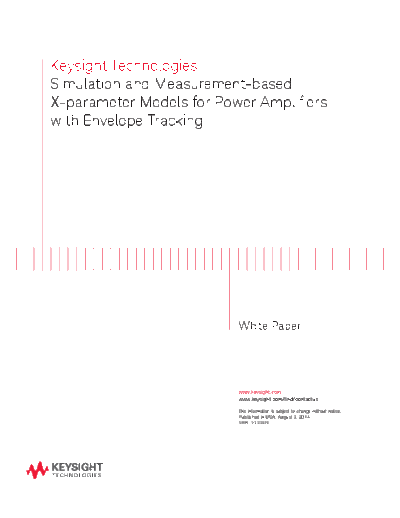 Simulation and Measurement-based X-parameter Models for Power Amplifiers with Envelope Tracking 5991-2733EN [7]