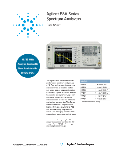 PSA Series Spectrum Analyzers - Data Sheet 5980-1284E c20131125 [24]