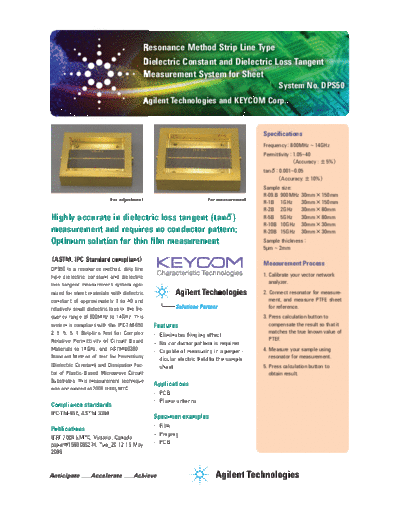 Resonance Method Strip Line Type Dielectric Constant and Dielectric Loss Tangent Measurement System 5991-1844EN c20130128 [2]