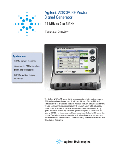 V2920A RF Vector Signal Generator - Technical Overview 5990-5496EN c20131122 [20]