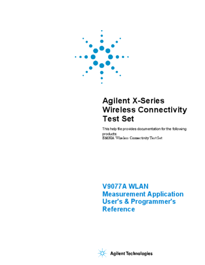 V9077-90002 V9077A WLAN User_2527s and Programmer_2527s Reference for E6630A [1822]