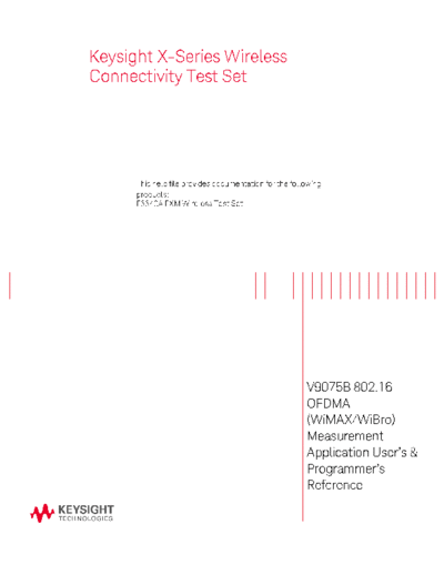 V9075-90001 V9075B 802.16 OFDMA (WiMAX WiBro) Measurement Application User_2527s & Programmer_2527s Reference c20141014 [1622]