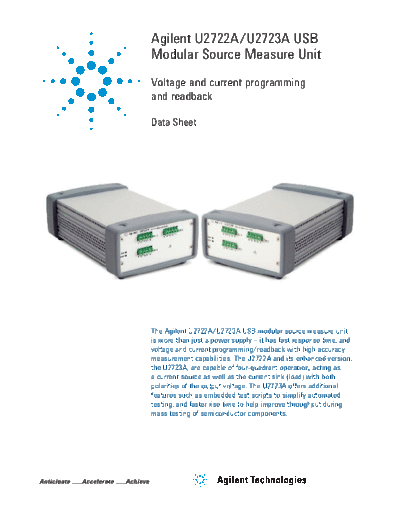 U2722A U2723A USB Modular Source Measure Unit - Data Sheet 5990-7416EN c20130628 [14]